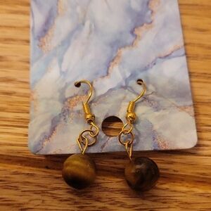 Chic Gold and Brown Drop Earrings